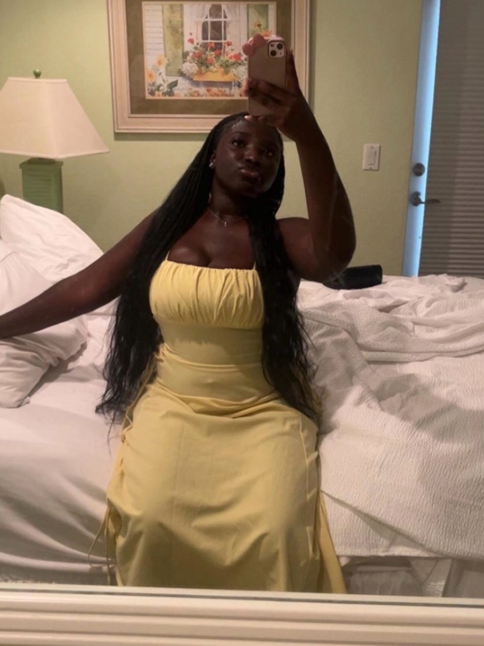 SHEIN Yellow Strapless Ruched Maxi Dress